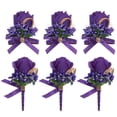 thumbnail image 1 of 6uds Rosa Boutonnieres y Muñeca Corsage para Hombres Boda Ceremonia Aniversario Formal Cena Fiesta Profundo Púrpura, 1 of 5