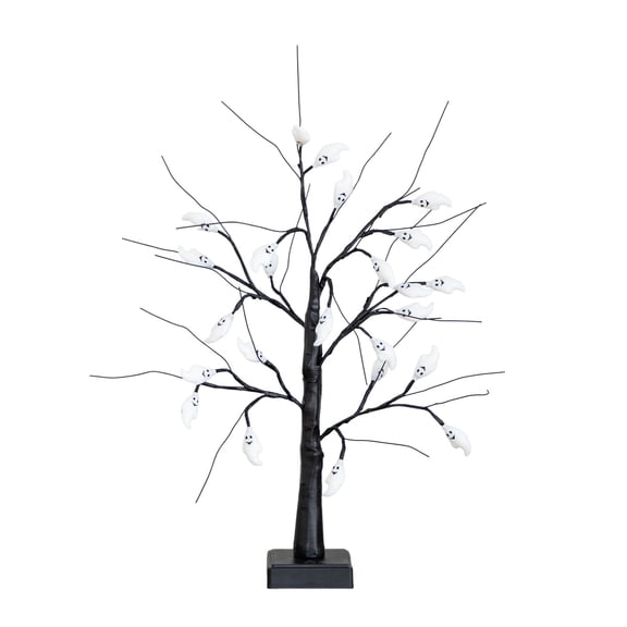 Nearly Natural Pre-Lit Ghost Artificial Halloween Twig Tree - 2' - Purple LED Lights