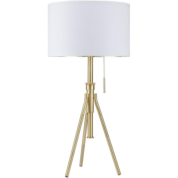 NEW Brushed Gold Base w/ White Fabric Shade 32"-37" Adjustable Table Lamp 31171