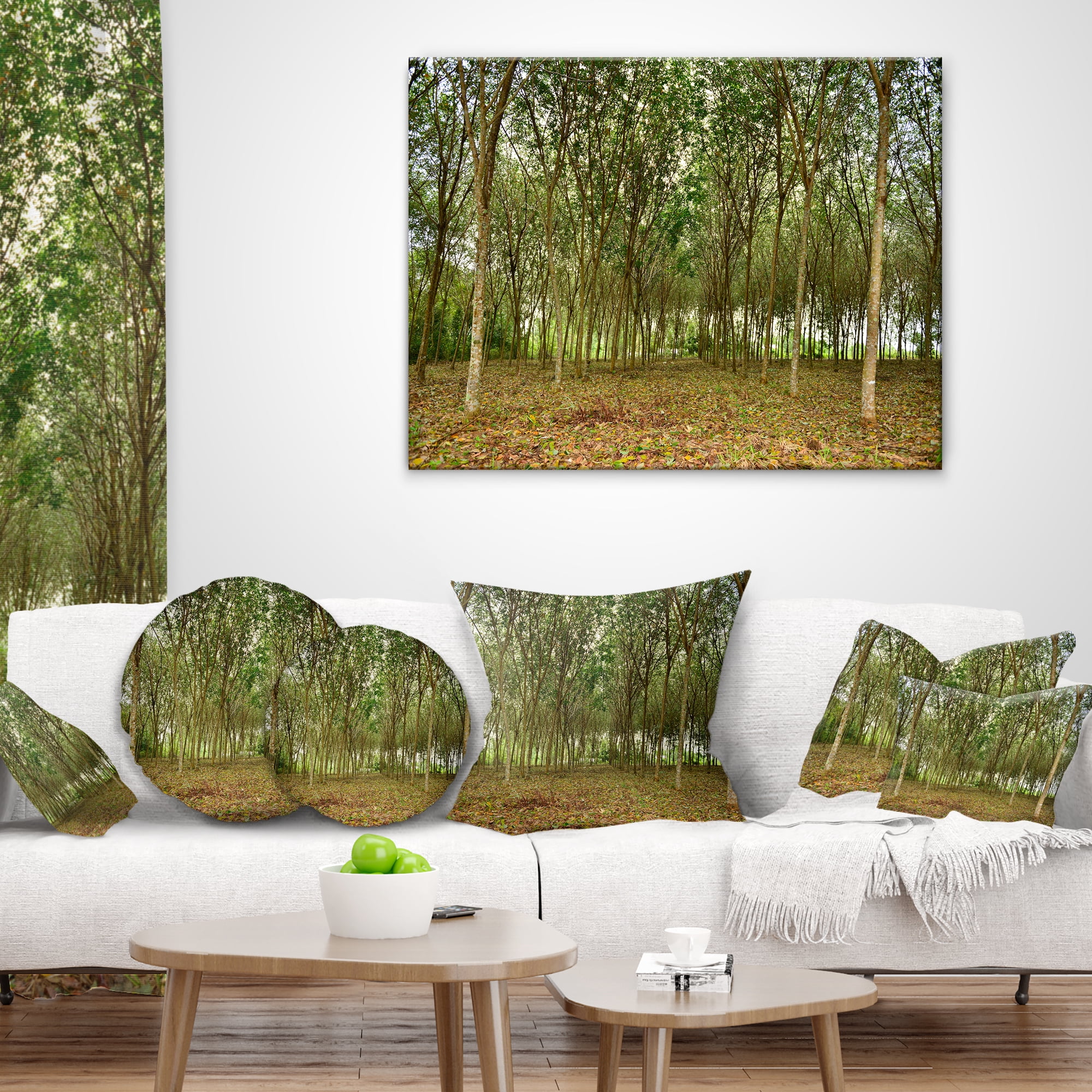 Designart Rubber Tree Plantation during Midday - Landscape Printed Throw Pillow - 16x16