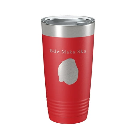 

Bde Maka Ska Tumbler Lake Map Travel Mug Insulated Laser Engraved Coffee Cup Minnesota 20 oz Red