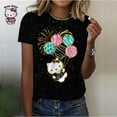 thumbnail image 3 of Ropa informal cómoda para mujer, camiseta negra para niña, camiseta informal con estampado de dibujos animados de Hello Kitty Kawaii, 3 of 5