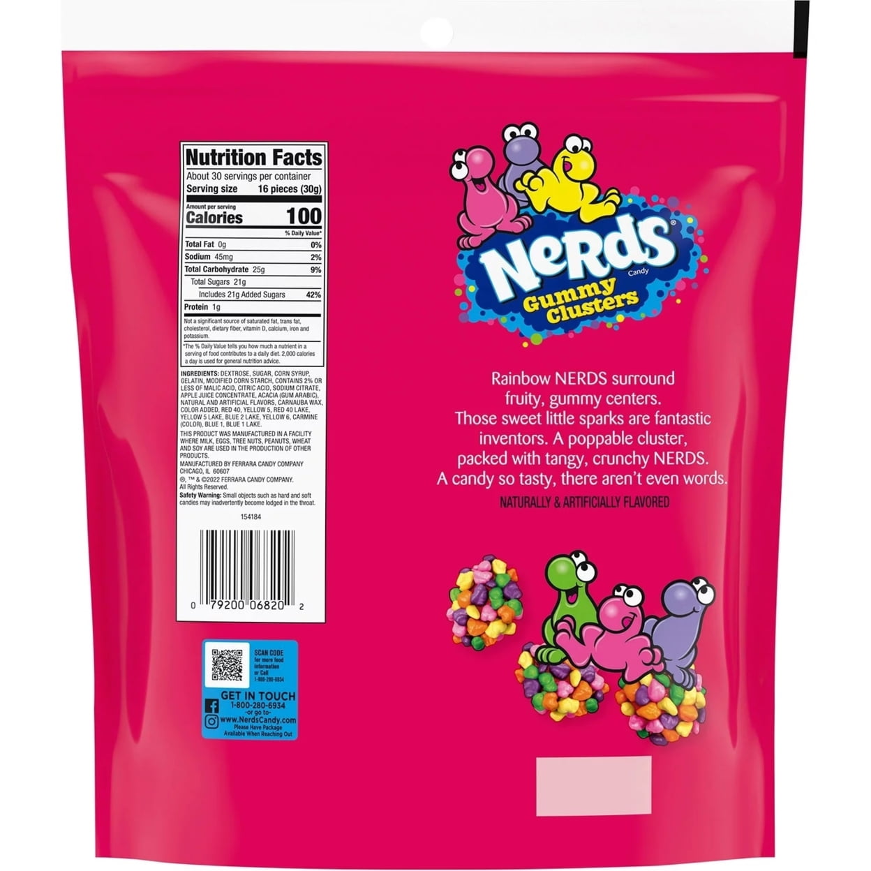 Nerds Gummy Clusters Candy, Party Size 32 oz. – Fruity, Tangy, Crunchy Sweet Treat