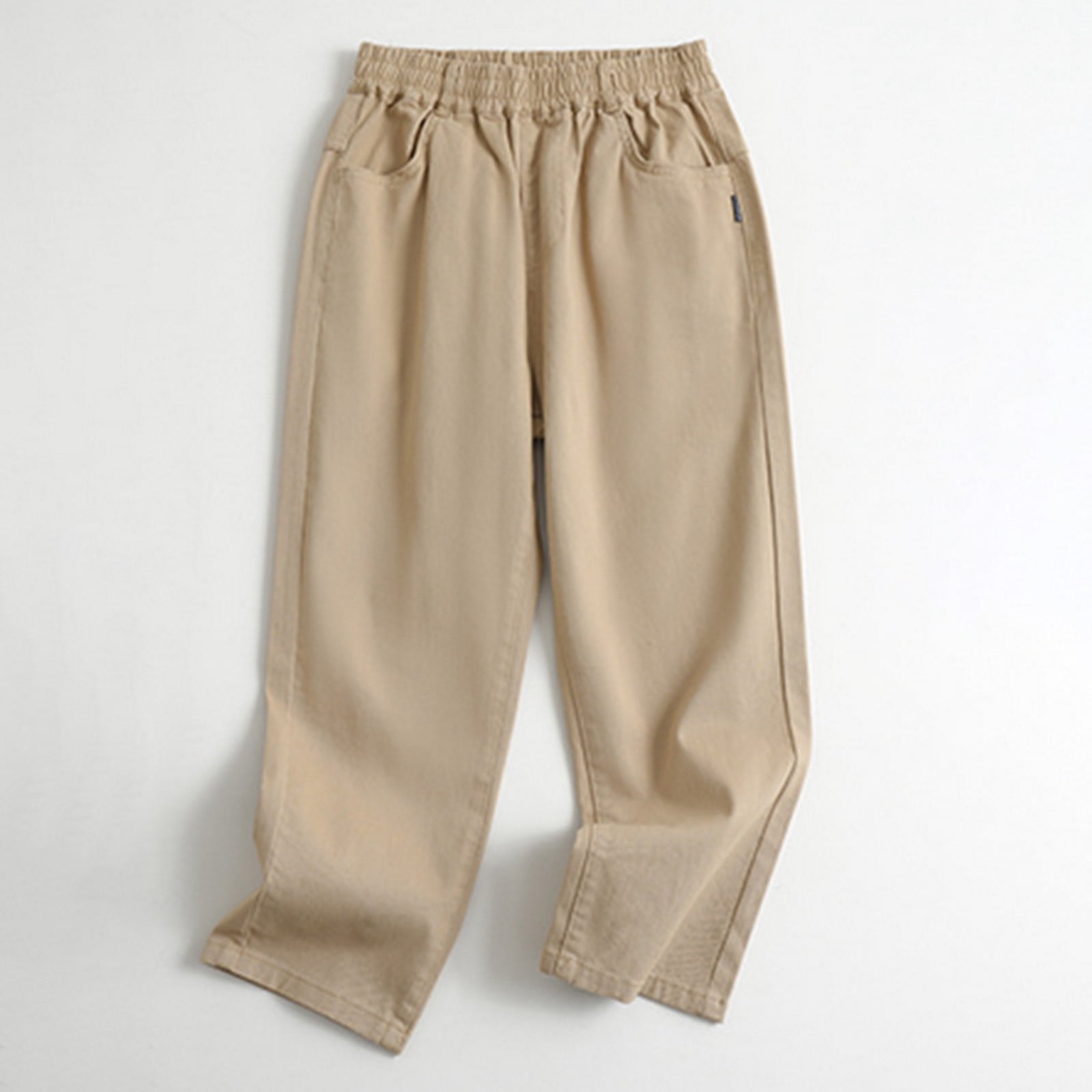 Wdgfv Boys Bootcut Jeans Boys Pants Comfortable Khaki School Trousers High Waist Straight Leg for Casual Daily Wear Kids Outfit Khaki 13-14 Years