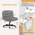 thumbnail image 4 of CloudRest Pro Armless Office Desk Chair, Criss Cross Swivel Chair with Wheels, Wide Seat Adult Vanity Chair for Home Office , Gray, 4 of 7