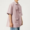 thumbnail image 4 of USNSM Mens Linen Shirts Short Sleeve Classic Fit Button Down Shirts Wrinkle Free Casual Vacation Beach Summer Tops Pink XXXL, 4 of 7