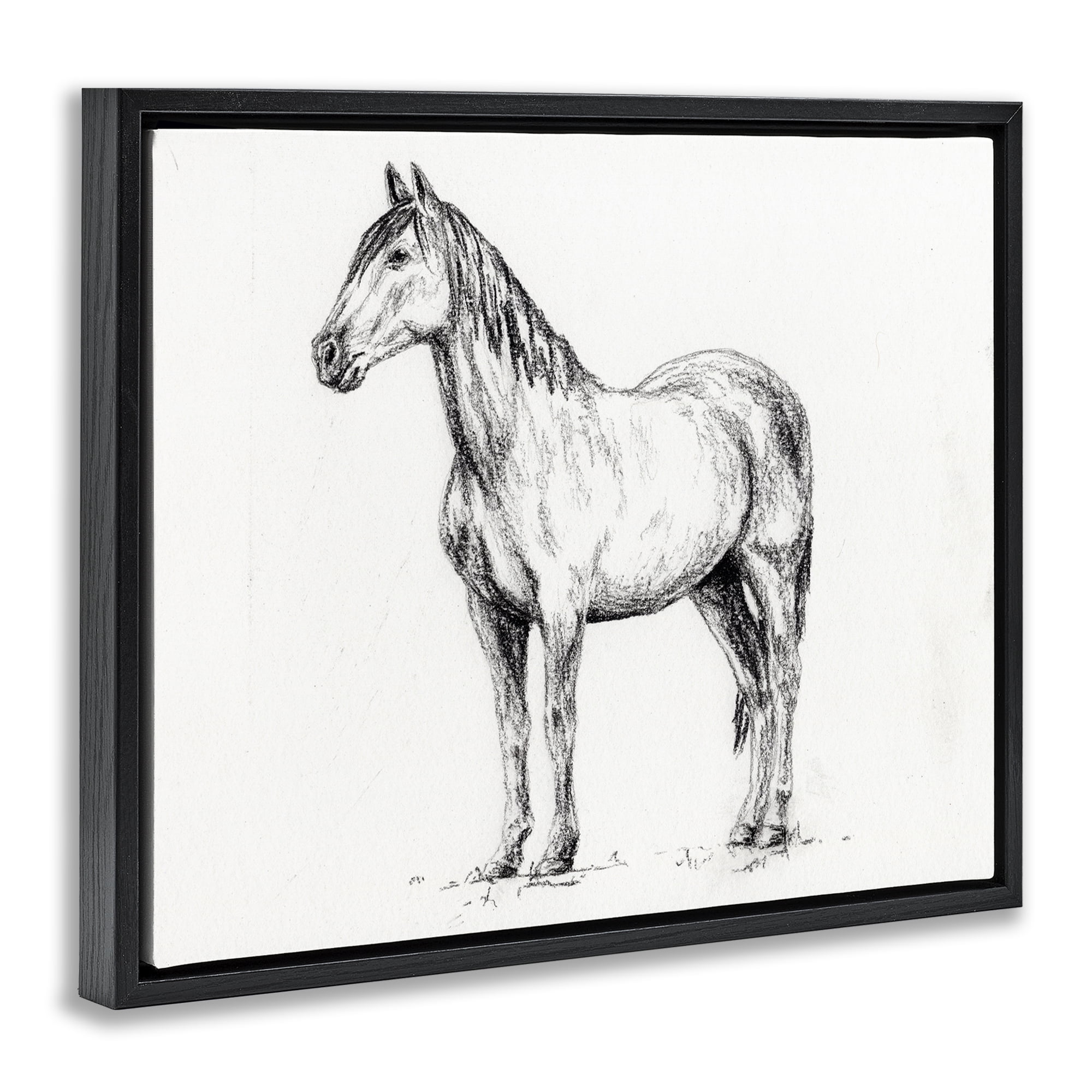 Stupell Industries Horse In Charcoal Black Framed Floater Canvas Wall Art, design by Leah Noel Art