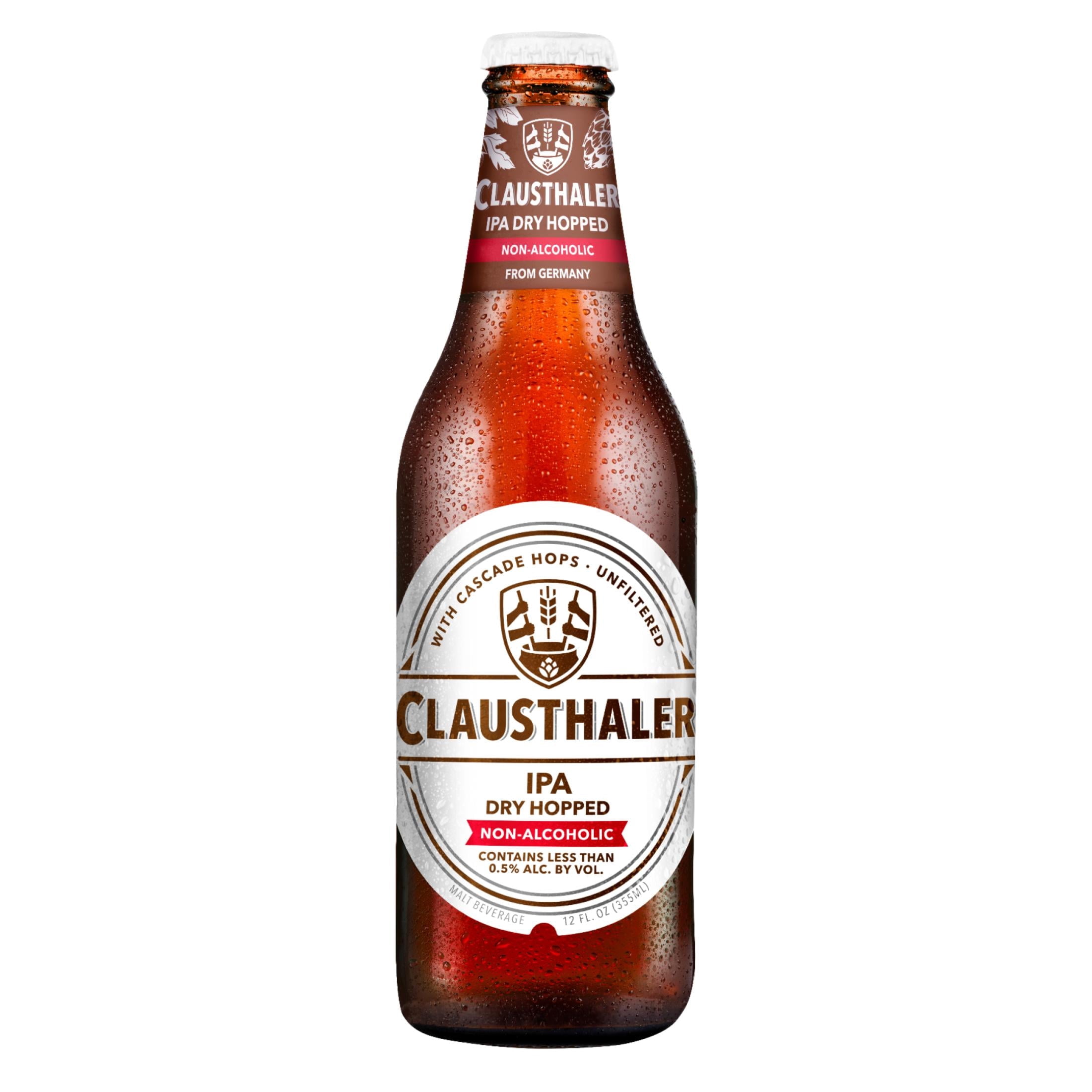 Clausthaler IPA Non-Alcoholic Imported Beer, 12 Fluid Ounces, Glass Bottles, 6 Pack, 0.5% ABV