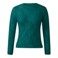 thumbnail image 4 of Womens Tops Dressy Casual Long Sleeve Shirts Mesh Neck Sheer Blouse See Through Floral Lace Basic T Shirts For Women Green XXL, 4 of 5