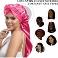 thumbnail image 4 of AWAYTR Long Satin Bonnet - Double Layer Reversible Silk Bonnet for Long Hair Women Sleeping Cap with Tie Band, 4 of 7