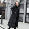 thumbnail image 5 of Chaqueta de algodón para mujer, estilo largo, por encima de la rodilla, chaqueta de algodón para mujer, cuello de piel grande, corte entallado, chaqueta de algodón grueso para mujer, 5 of 5