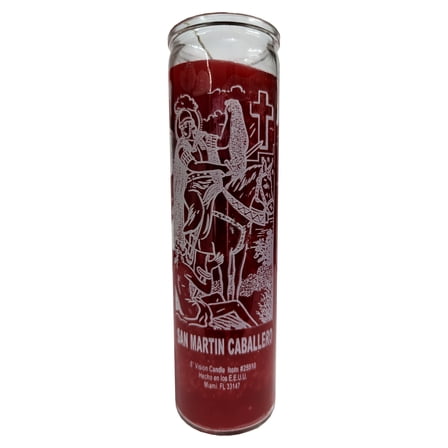 San Martin Caballero (Saint Martin Caballero) Red Devotional Candle