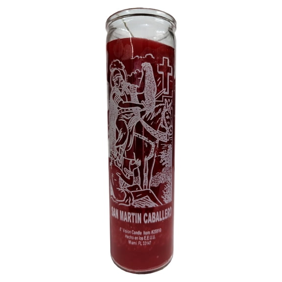 San Martin Caballero (Saint Martin Caballero) Red Devotional Candle
