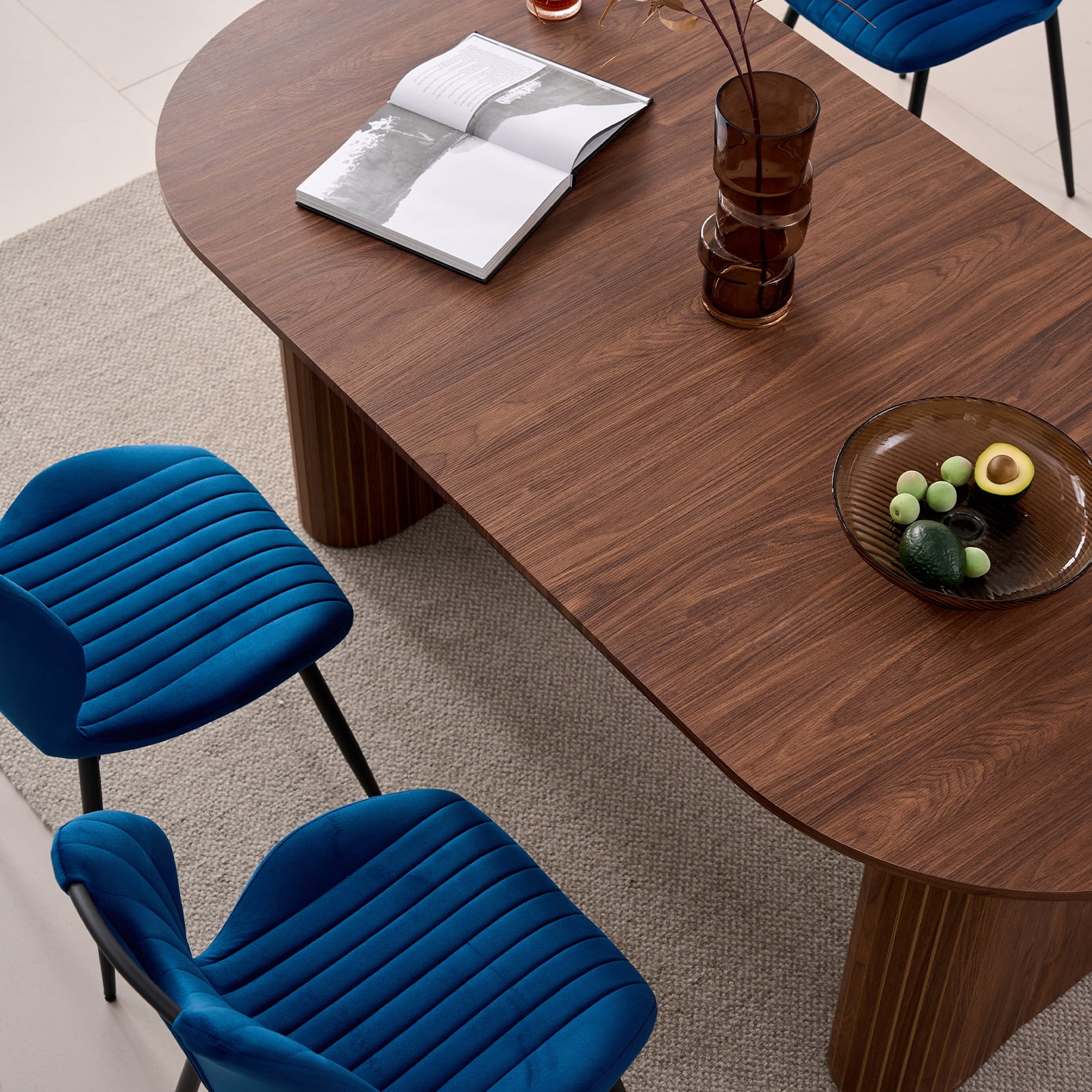 70.8" Oval Dining Table for 4-6 People, Modern Farmhouse Style | Rustic Wood Grain Finish | Sturdy Elliptical Legs | Perfect for Kitchen, Breakfast, Dinner, or Reception Room, Walnut