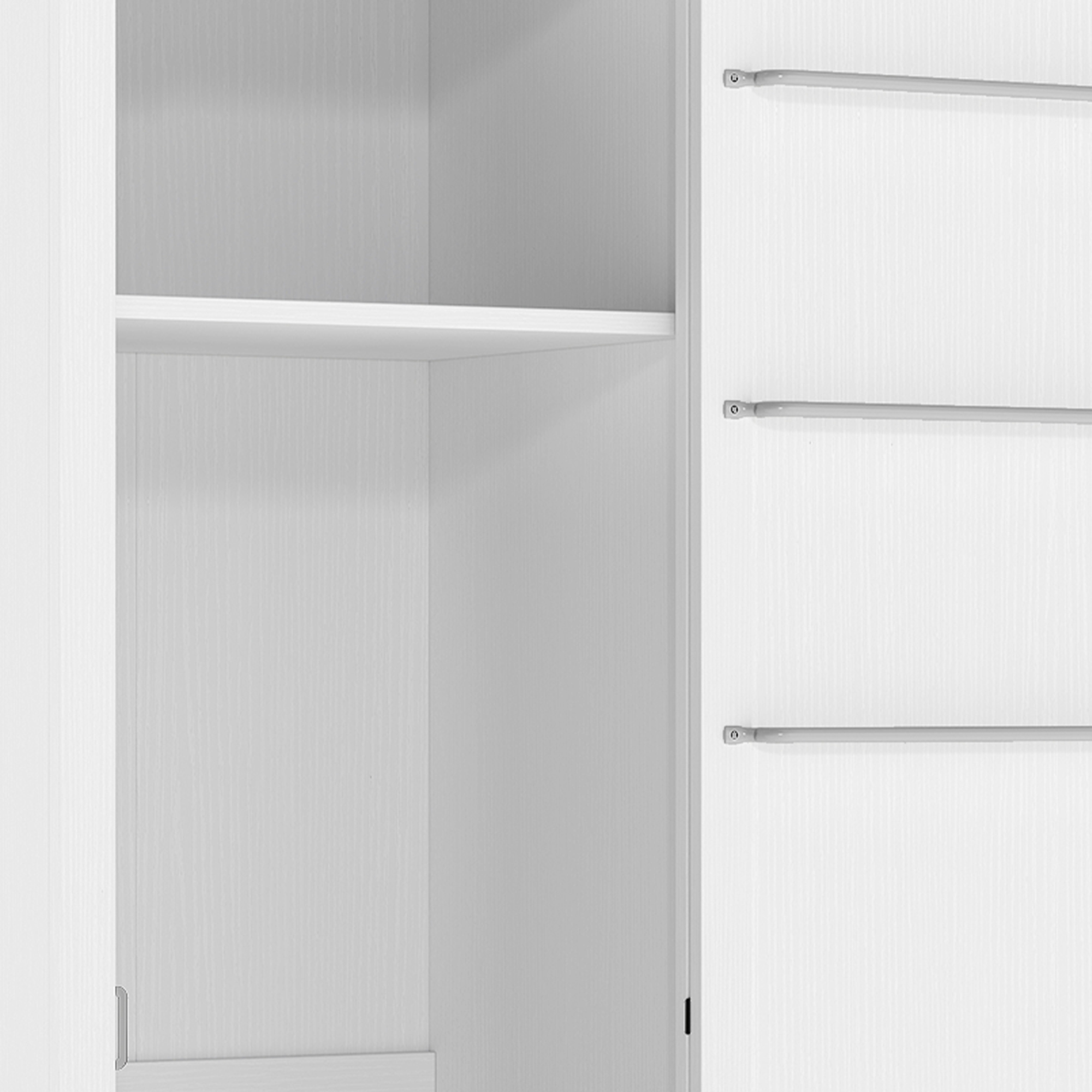 Uforic Broom Storage Closet Cabinet with Hanging Rod, 63" Garage Cabinet with Shelf, White