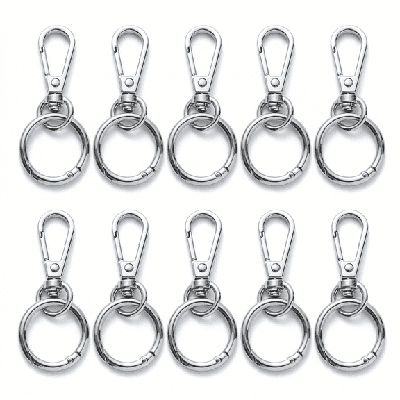 ROSEXIXI 10pcs Silver 1.3in Zinc Alloy Snap Hook Keychains, Spring Ring Clasps DIY Key Rings for Bags and Jewelry