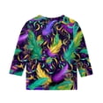 thumbnail image 4 of Kids Girls Mardi Gras 3/4 Sleeve Shirts - New Orleans Carnival Fat Tuesday Graphic Tops, Soft Casual Sequin Mask Holiday Matching Blouse Outfits, 4 of 4