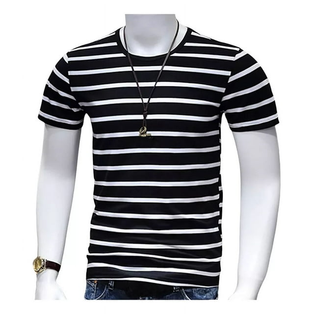 Tops Casuales A Rayas Elegantes De Manga Corta Para Hombre