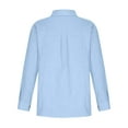 thumbnail image 6 of Women Shirts Button Down Solid Color Lapel Collared Spring Tops Summer Long Sleeve Dressy Casual Work Blouses Business, 6 of 8