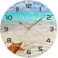 thumbnail image 5 of Dreamtimes Summer Beach Starfish Wall Clock, 10 Inch Silent Non Ticking Round Clock Oil Painting Clock Easy to Read Clock for Living Room Bedroom Bathroom Home Decor, 5 of 7