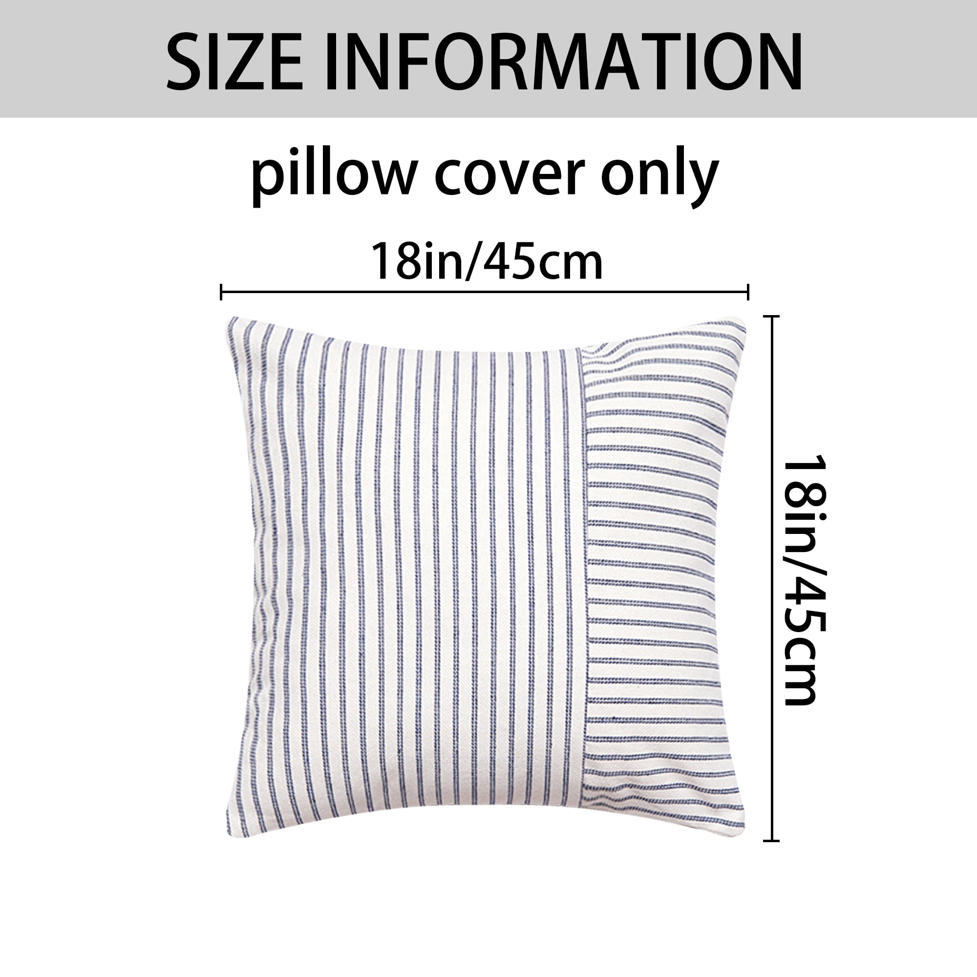 Unique Bargains Boho Striped Throw Pillow Covers Set of 2 Navy Blue 18" x 18"