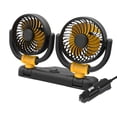 thumbnail image 4 of Ventilador plegable de doble cabezal para coche, accesorio giratorio de 360 ​​grados, portátil, para refrigeración de coche. Amarillo 12V, 4 of 9