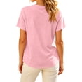 thumbnail image 4 of Womens Shirts V Neck Button Down Dressy Casual Henley Shirts for Women Summer Short Sleeve Trendy Classic Loose Fit Tops Blouses Pink XXXL, 4 of 7