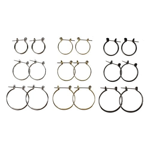 Mixed Metal Hoop Earrings, 9 Pack