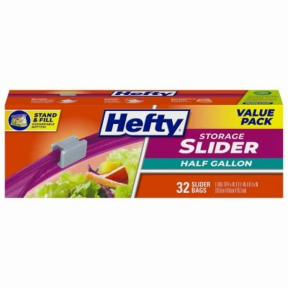 Hefty Half Gallon Storage Slider Bags - 32ct