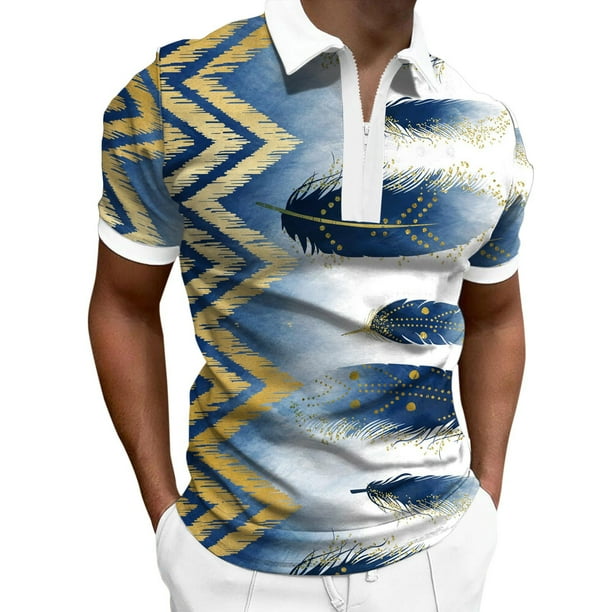 Grazen Veel Gewoon doen Polo Shirt For Men Menss Zipper Long Sleeve Solid T Shirt Outdoor Tribal  Pattern Tribal Top - Walmart.com