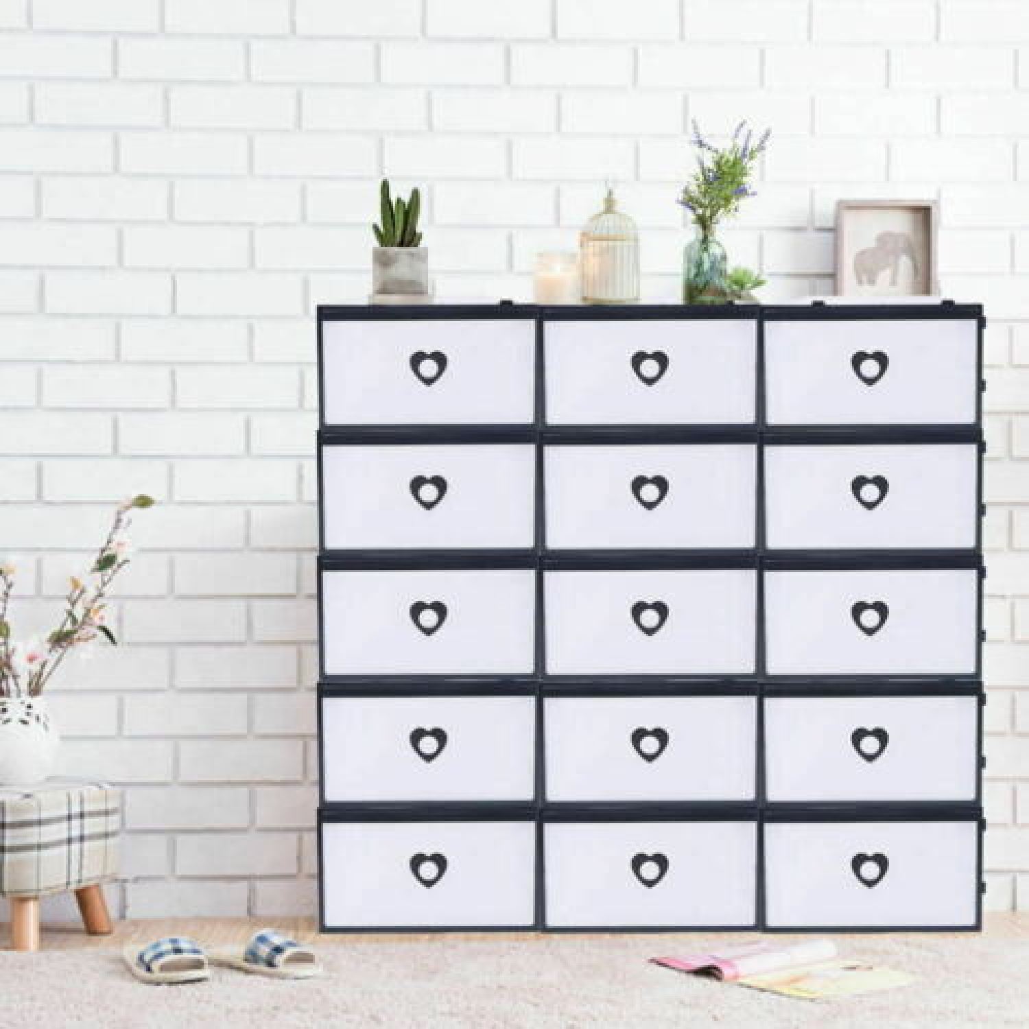 Clear Drawer Shoe Box Storage Organizer Plastic Stackable Foldable