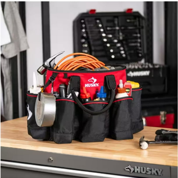 Husky 14 in. 15 Pocket Open Top Supply Tool Bag - Walmart Business