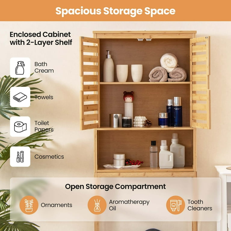 Over the Toilet Storage Cabinet with 4 Open Compartments - Costway