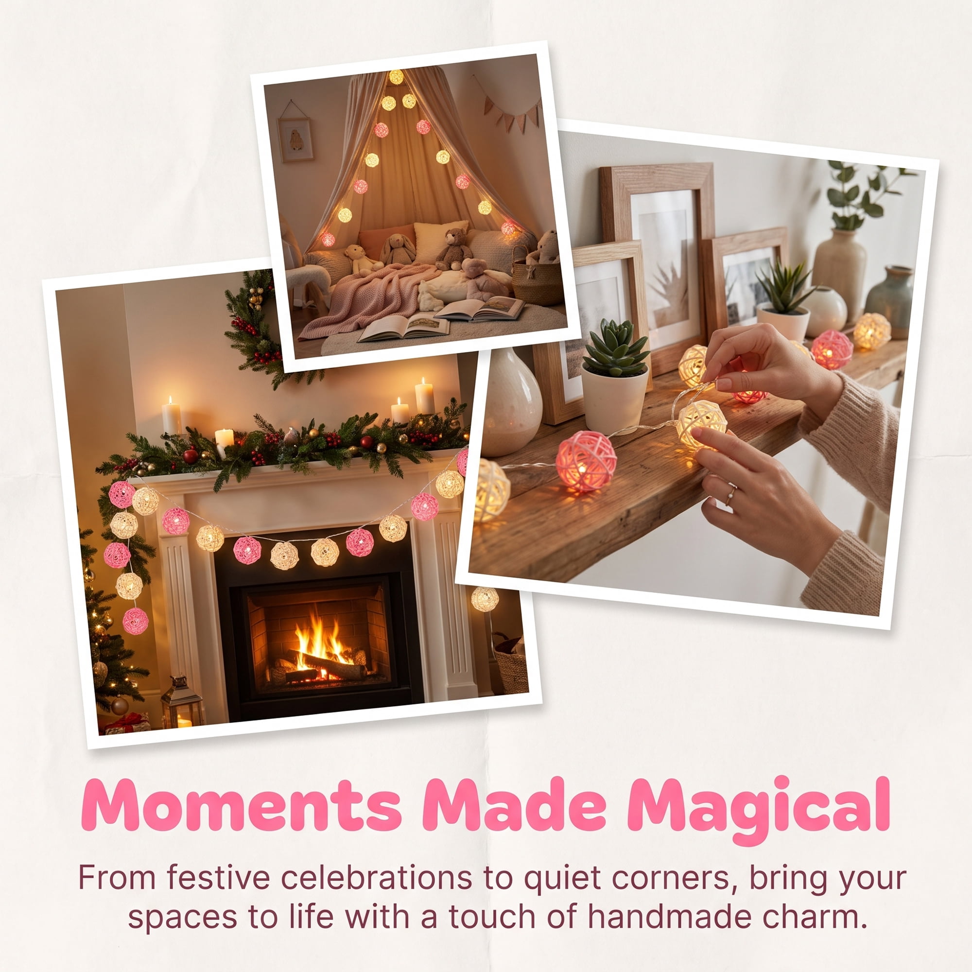 Unique Bargains Twinkle Lights for Home with Flexible Design 13.1 ft Pink Battery Operated