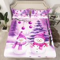 thumbnail image 2 of Manfei Kawaii Snowmen Bed Sheets,Merry Christmas King Sheets,Purple White Sheet Set For Kids,Super Cozy Room Decor,4pcs, 2 of 7