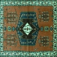 thumbnail image 1 of Ahgly Company Machine Washable Indoor Square Persian Turquoise Blue Traditional Area Rugs, 7' Square, 1 of 4
