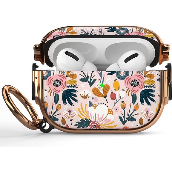 Maxjoy Case for Airpods Pro 1st&2nd Gen with Lock and Keychain Flower AirPod Pro 1&2 Case Cover