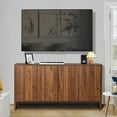 thumbnail image 3 of Wirrytor Sideboard Storage Cabinet with Doors and Shelves, Buffet Cabinet with Storage, Credenza Storage Cabinet for Kitchen, Wooden Fluted Cabinet, Under TV Cabinet with Storage - Walnut, 3 of 10
