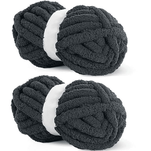 Light Grey Chunky Chenille Yarn for Crocheting, Bulky Thick Fluffy Yarn for Knitting,Super Bulky Chunky Yarn for Hand Knitting Blanket, Soft Plush Yarn, 2 Jumbo Pack (27 yds,8 oz Each Skein)