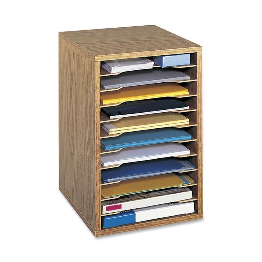 Safco, Adjustable Vertical Wood Shelf Organizer, 1 / Each, Medium Oak
