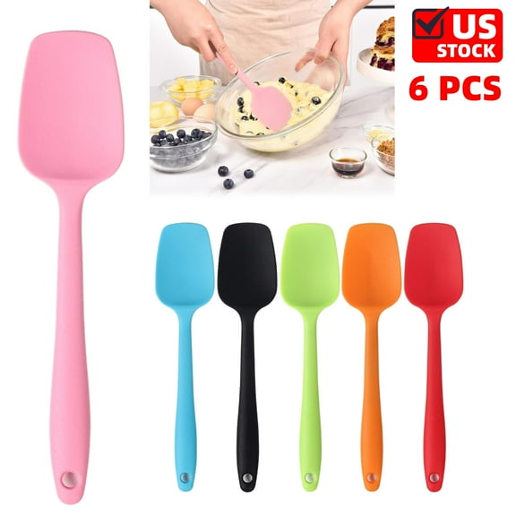 Heat Resistant Pink Silicone Spatula: Mini Pink Spatula, Flexible Small Silicon Mixing Stirring Cooking Scraping Baking Bowl Scraper, Seamless for Kitchen Nonstick Cookware