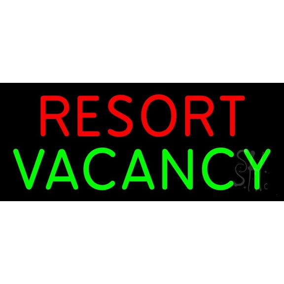Resort Vacancy 2 LED Neon Sign 6 x 15 - inches, Black Square Cut Acrylic Backing, with Dimmer - Bright and Premium built indoor LED Neon Sign for Defence Force.