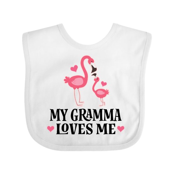 Inktastic Gramma Loves Me Girl Flamingo Girls Baby Bib