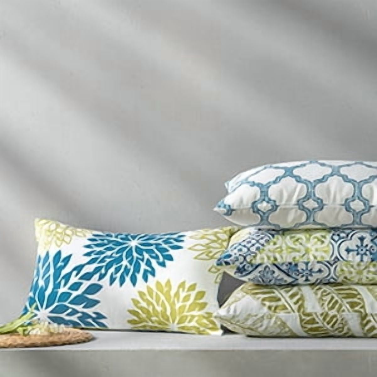 Phantoscope 12x20 Decorative Throw Pillow Covers, Blue, Set of 4