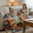 thumbnail image 3 of Soft Flannel Blanket with Colorful Rooster Plaids Print Velvets Fleece Throw Blanket For Couch Bed Travel Farm Quilt, 3 of 9