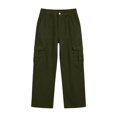 thumbnail image 4 of cocolona Womens Solid Color Casual Cargo Pants Elastic Waist Straight Wide Leg Outdoor Work Denim Pants with Pockets, 4 of 4