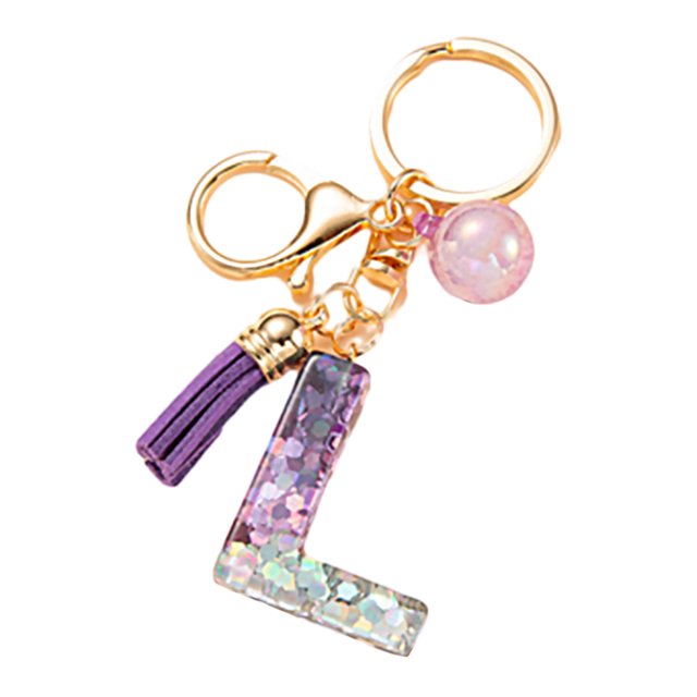 LYMAYTER Cute Pink Tassel Mug Accessory Initial Letter Charm Keychain - with Tassel, Heart - shaped Sequins
