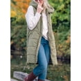thumbnail image 4 of Fall Winter Women Stand Collar Solid Color Sleeveless Casual Hooded Vest Coat, 4 of 7