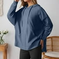 thumbnail image 4 of Womens Tops Casual Women's Solid Sweatshirt A Fashionable And Casual Solid Color Hooded Top With A Short Front And Long Back, 4 of 5