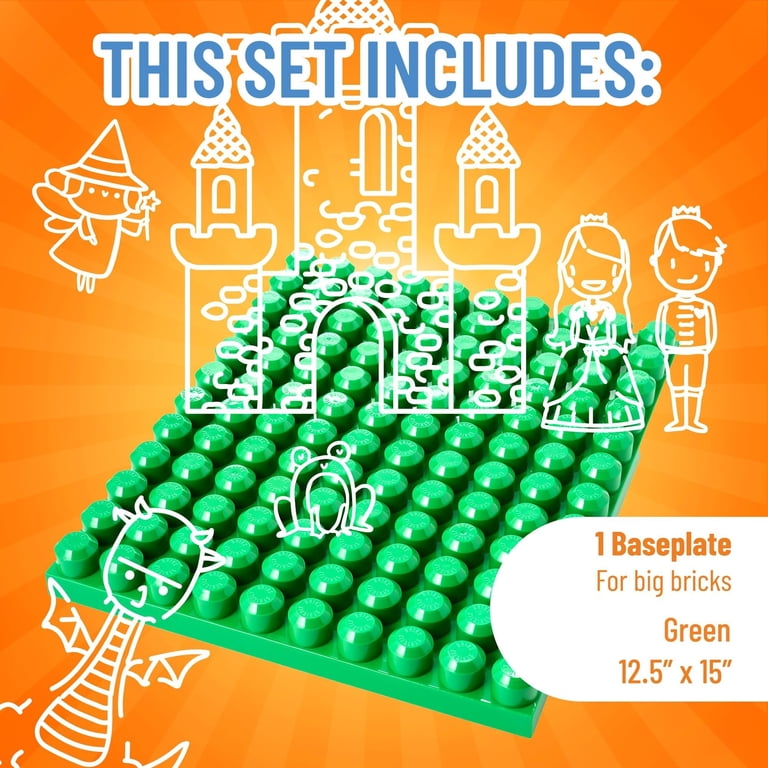 Strictly Briks Set van 12 stapelbare grondplaten van 25,4 x 25,4 cm, 32 x 32 noppen, compatibel met Lego voor het bouwen van stadsscènes, fundering, weergave van stenen op een speeltafel